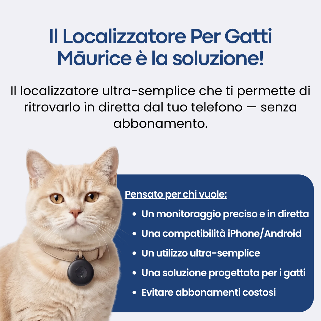 Māurice Trace™ Gatti – Il Localizzatore GPS N°1 Senza Abbonamento