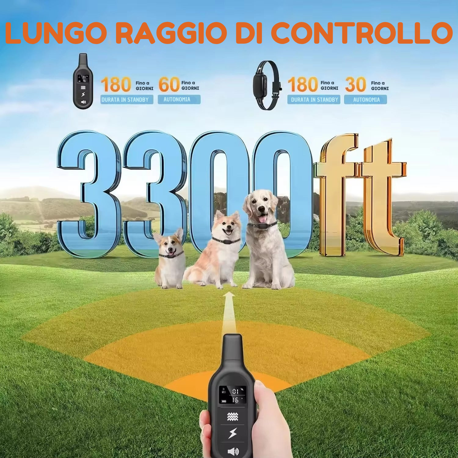 Collare per Addestramento Cani Elettrico con Telecomando – Impermeabile, 16 Livelli di Stimolazione, Portata 1000m, Modalità Beep e Vibrazione