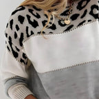 Celeste - Elegante maglione girocollo con stampa leopardata