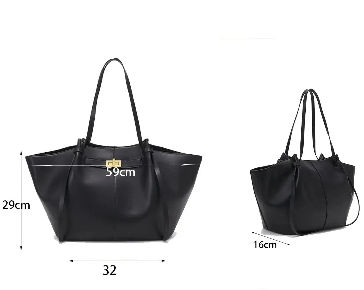 LYRA – Borsa a mano grande in pelle PU nera