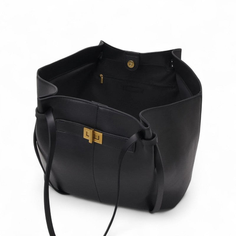 LYRA – Borsa a mano grande in pelle PU nera
