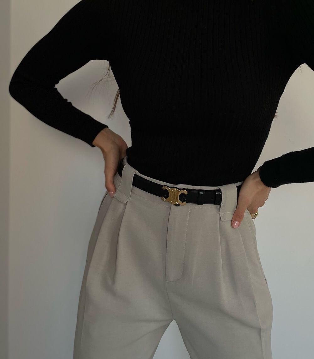 Cintura in Pelle Nera con Fibbia Dorata | Eleganza e Versatilità per Ogni Occasione