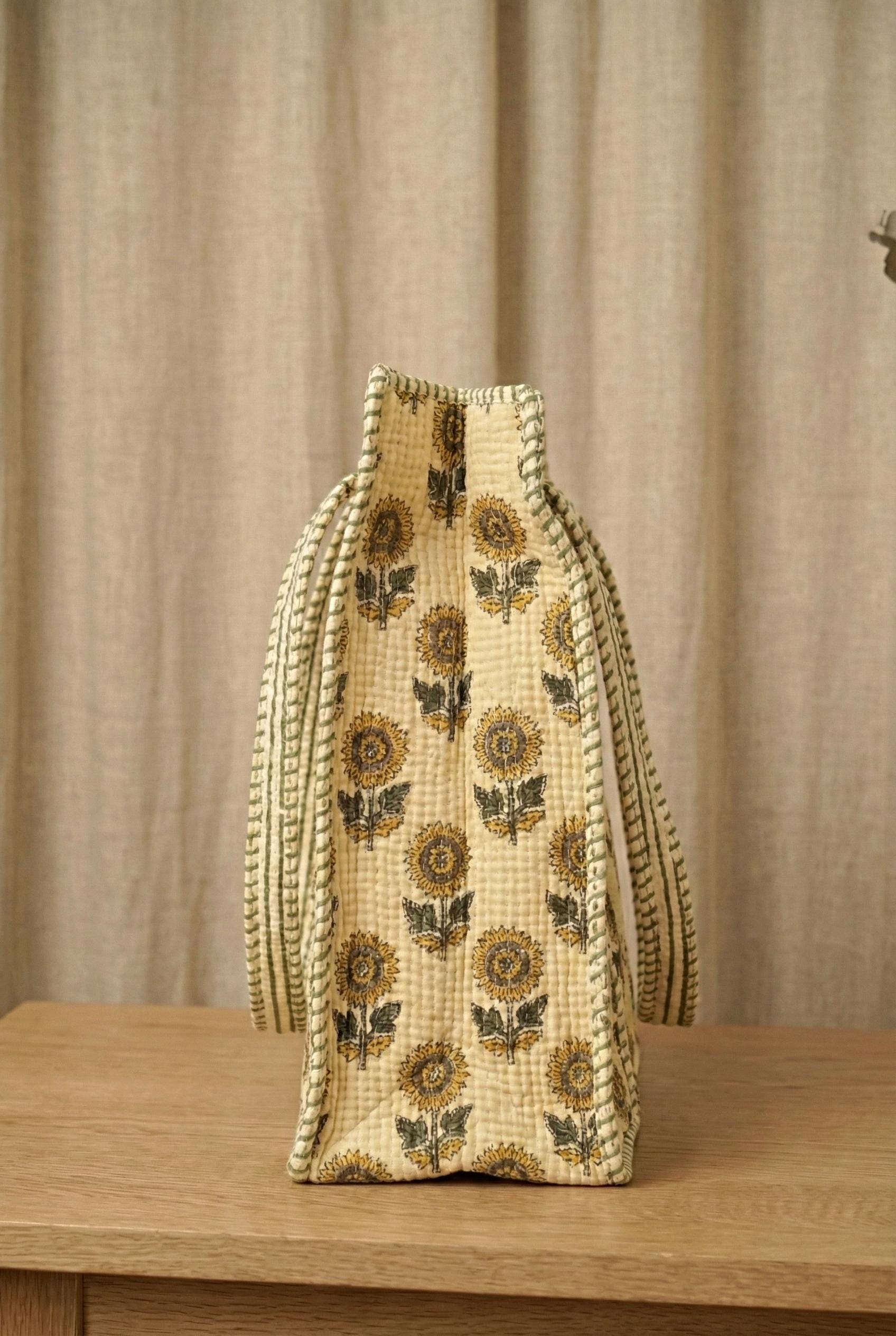 Borsa Tote in Cotone con Girasoli – Borsa a Spalla Artigianale