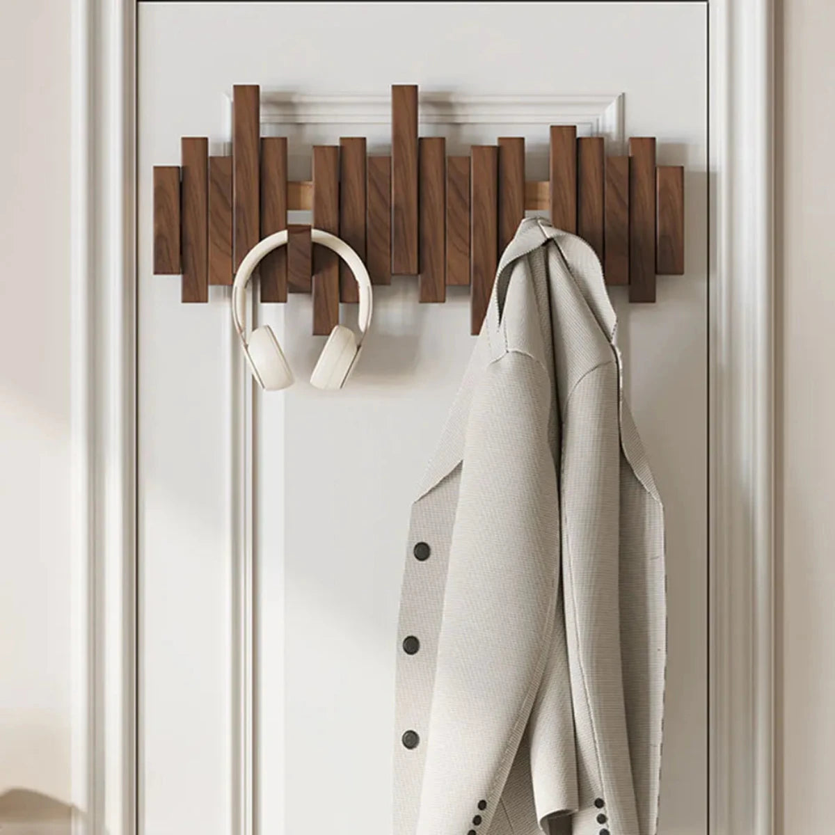 Appendiabiti da Parete in Legno – Attaccapanni Design Moderno Stile Pianoforte per Ingresso