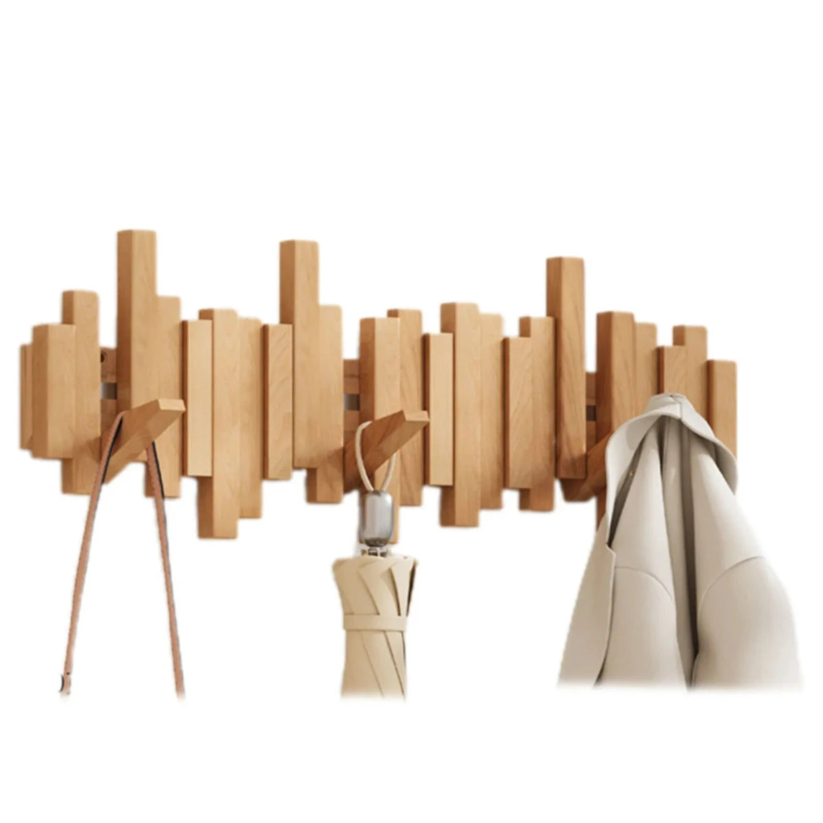 Appendiabiti da Parete in Legno – Attaccapanni Design Moderno Stile Pianoforte per Ingresso